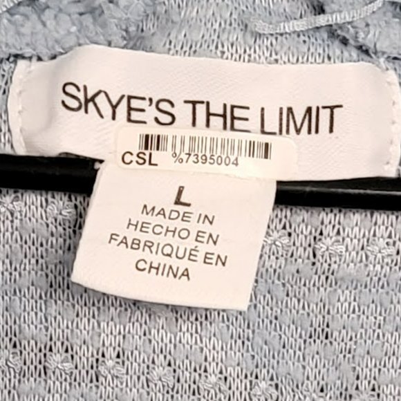 Skye's The Limit Women's Blue Eyelash Knit Sweater Turtleneck Pullover Large - Picture 2 of 16